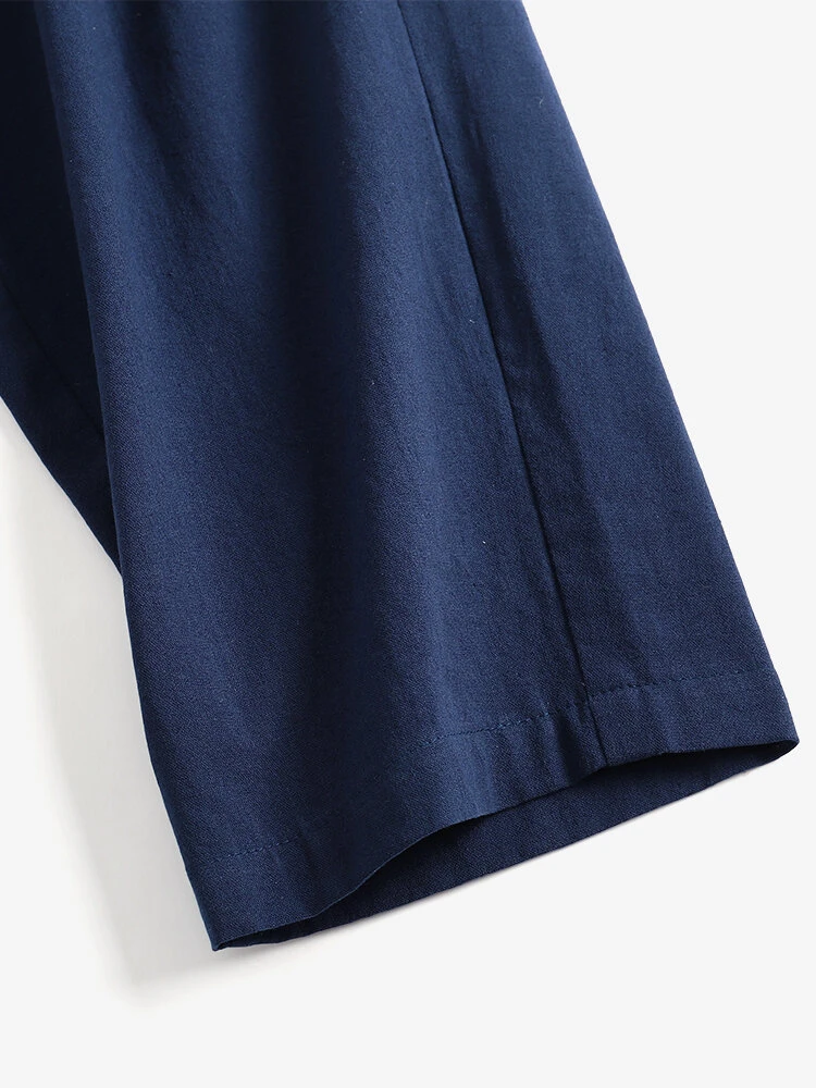 Leisure Solid Drawstring Pocket Cotton Pants 9 Leisure Solid Drawstring Pocket Cotton Pants - Image 9