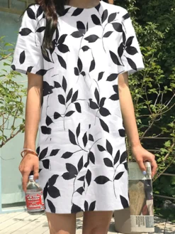 Leaves Print Pocket Crew Neck Short Sleeve Casual Dress 15 Leaves Print Pocket Crew Neck Short Sleeve Casual Dress -Zanzea Shop 2a8d8235 94e7 4eeb 8d58 5a5600abd02d