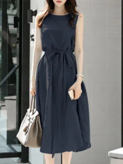 Solid Sleeveless Button Back Midi Dress With Belt 15 Solid Sleeveless Button Back Midi Dress With Belt -Zanzea Shop 2adacf51 9857 4982 b077 568512c06e31