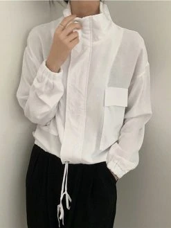 Solid Lapel Long Sleeve Zip Front Drawstring Jacket -Zanzea Shop 2ae3c546 8eac 42ef 86fb 01ffc28d81ea