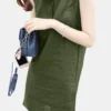 Solid Sleeveless Button Front Lapel Dress For Women