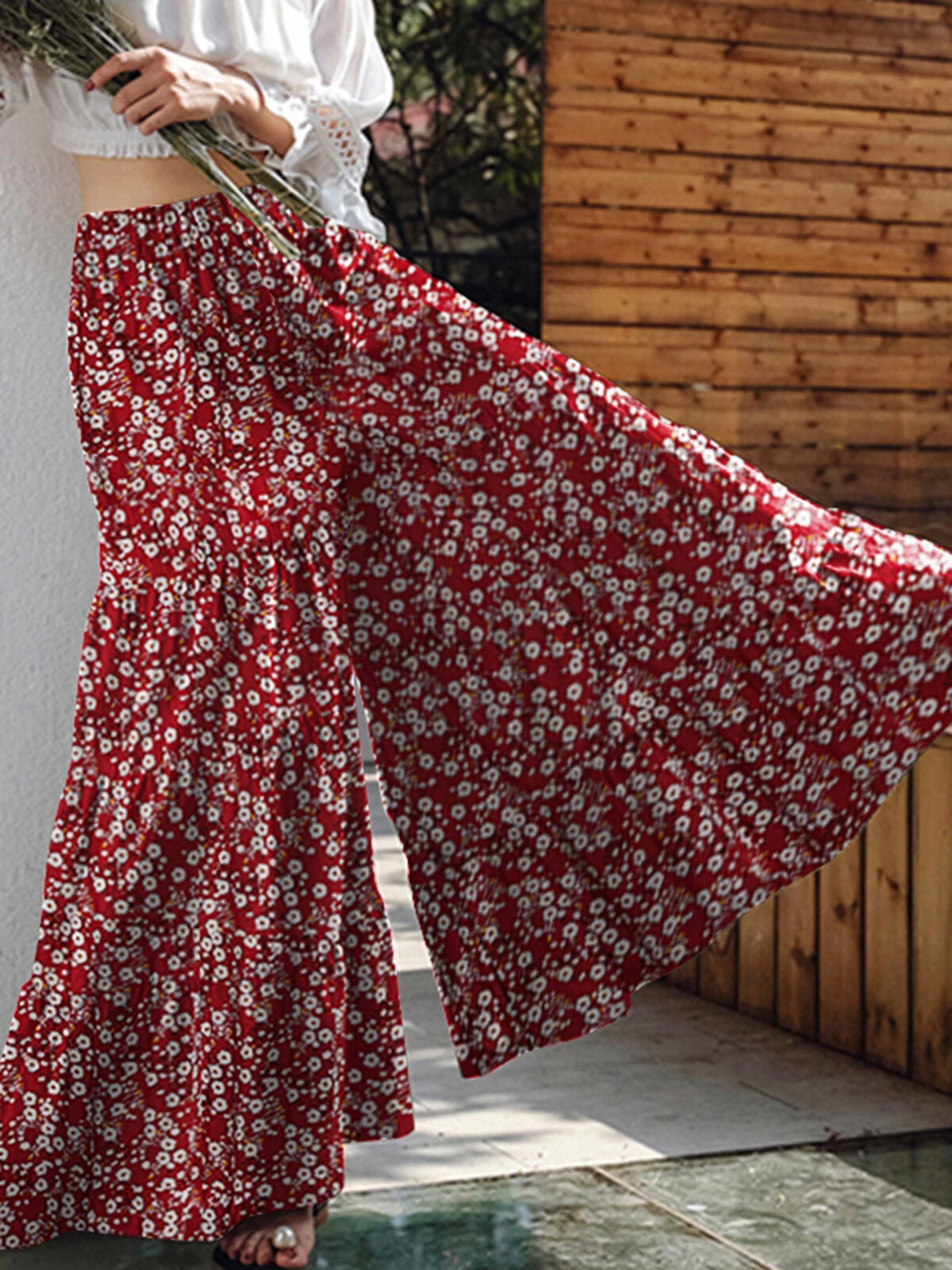 Bohemian High Waist Floral Print Loose Pants 2 Bohemian High Waist Floral Print Loose Pants - Image 2