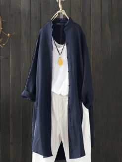 Vintage Irregular Button Split Solid Plus Size Long Shirt -Zanzea Shop 2cf595b1 89ae 487e b24f 6672c67cc35e