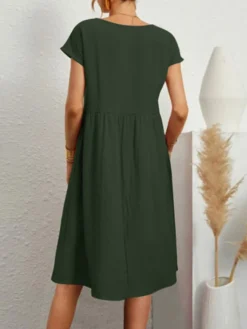 Women Solid Short Sleeve Pocket Midi Casual Dress -Zanzea Shop 2ddb8147 899a 4fab 9165 cd59444d8bb1