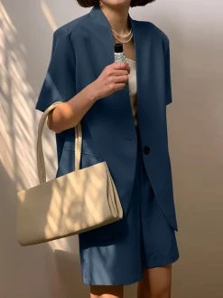 Solid Pocket Pleated Button Short Sleeve Two Pieces Suit -Zanzea Shop 2e422fa1 9442 490d 85a2 adba1b4ec5b7