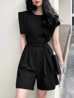Solid Pocket Sleeveless Crew Neck Romper With Belt 15 Solid Pocket Sleeveless Crew Neck Romper With Belt -Zanzea Shop 2e478144 8ca3 44fd 8917 f2e4fa4df3ec