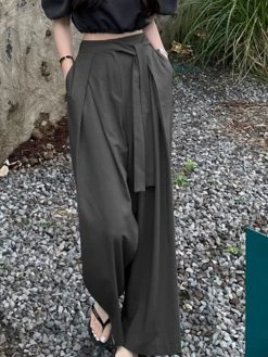 Solid Pocket Belt Wide Leg Pants For Women -Zanzea Shop 2efa98ba f954 40b8 8a5e 9cd9f03f9dec