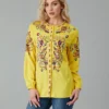 Floral Print V-neck Long Sleeve Plus Size Casual Blouse