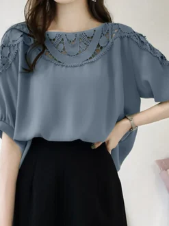 Women Hollow Stitch Half Sleeve Crew Neck Blouse 16 Women Hollow Stitch Half Sleeve Crew Neck Blouse -Zanzea Shop 2f33bca6 b796 43c7 be7d 2b9e68346e65