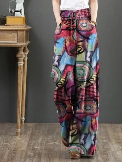 Abstract Pattern Pocket Drawstring Elastic Waist Loose Pants -Zanzea Shop 2f43472f d569 4003 a568 d8b4ac5b9ae7