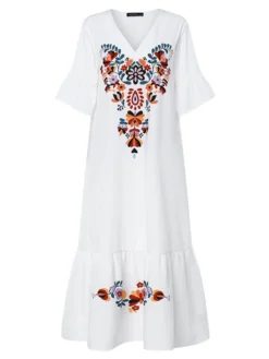 Vintage Embroidery V-neck Plus Size Dress -Zanzea Shop 2f5a5f8b b3a8 49d1 a790 a9e6b6f86c16