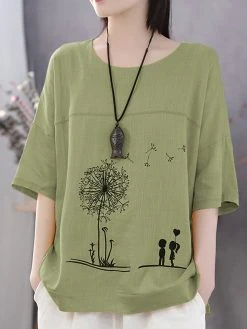 Summer Print Flower Casual Short Sleeve Cotton T-Shirt -Zanzea Shop 2f6a9742 a17e 49b4 9d58 9a3ecdda11de