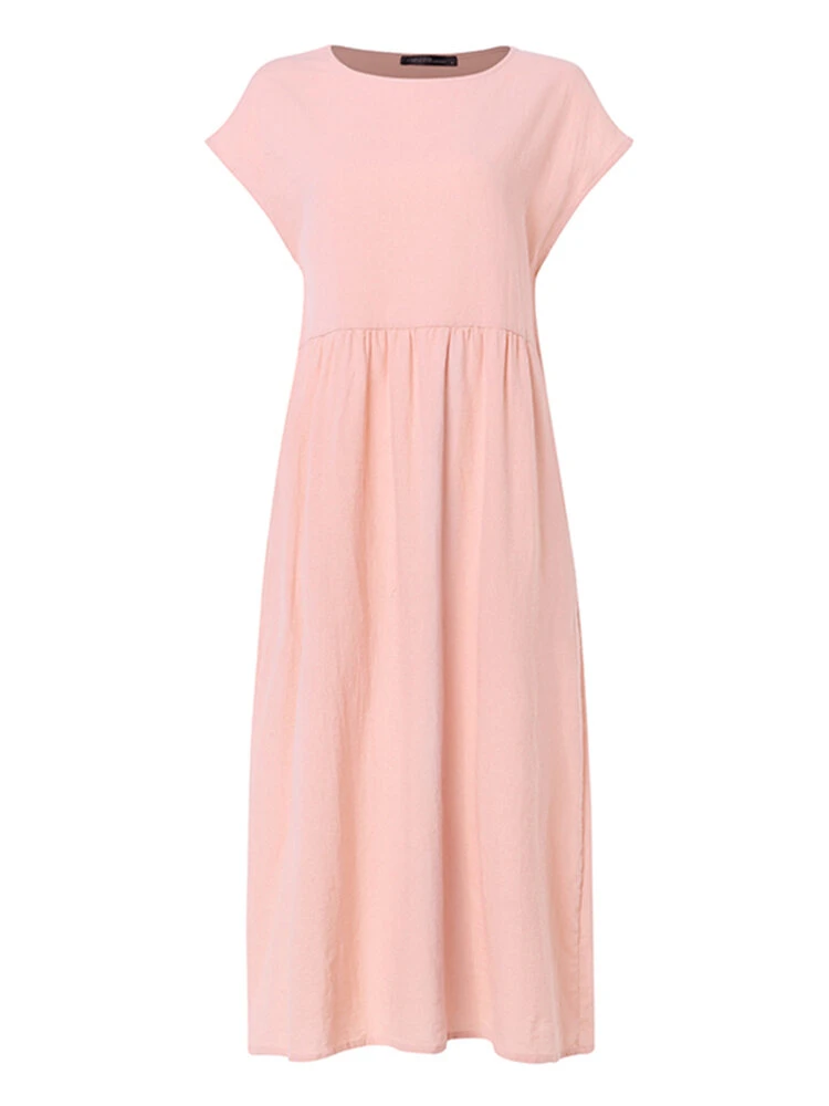 Solid Color Short Sleeve Plus Size Casual Dress 9 Solid Color Short Sleeve Plus Size Casual Dress - Image 9