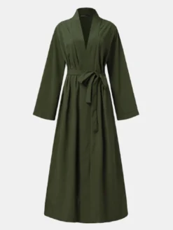 Solid Color Long Sleeve Knotted Plus Size Casual Cardigan For Women