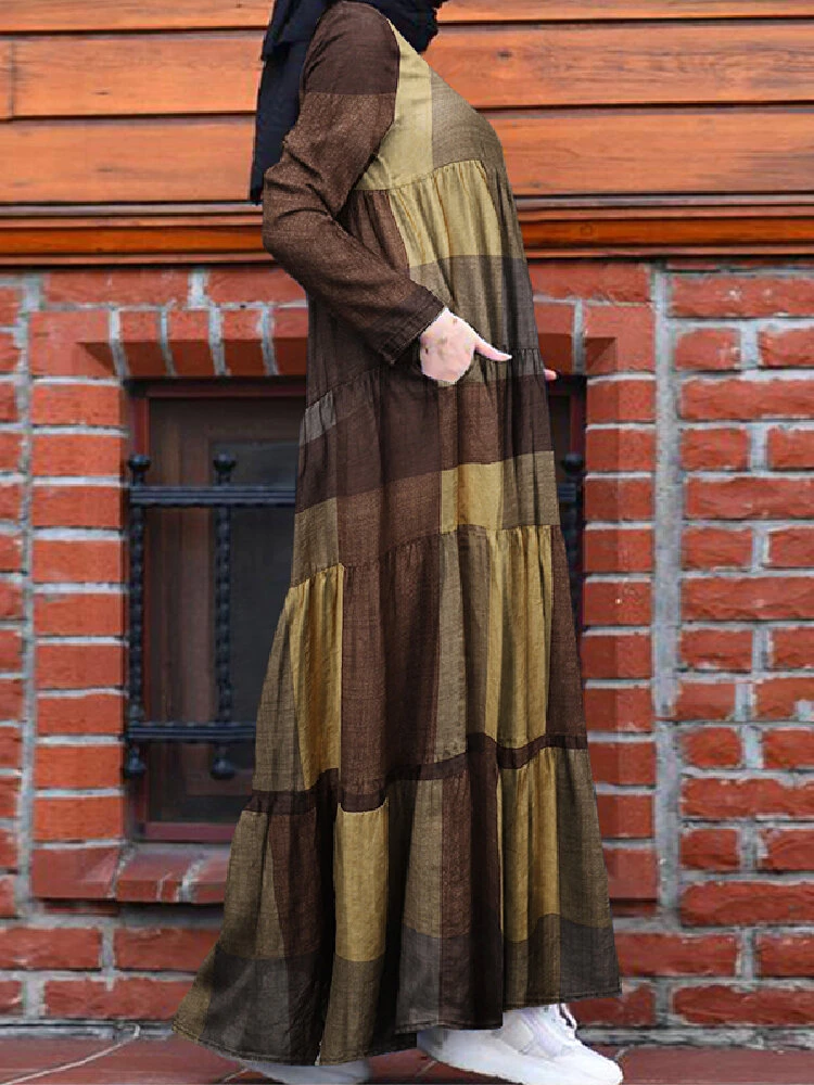 Plaid Print Contrast Color Casual Dress With Pocket For Women 2 Plaid Print Contrast Color Casual Dress With Pocket For Women - Image 2