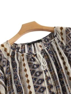 Bohemian Print Lace-Up Neck Half Sleeve Blouse 14 Bohemian Print Lace-Up Neck Half Sleeve Blouse -Zanzea Shop 2feffb85 5ef2 4316 8902 fb274d9ad3ef