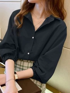 Solid 3/4 Sleeve Pocket Lapel Blouse For Women 8 Solid 3/4 Sleeve Pocket Lapel Blouse For Women -Zanzea Shop 30596f02 00fb 4646 a4e8 9d2dae7b4ed6