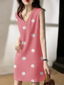 Dot Print V-neck Sleeveless Dress For Women -Zanzea Shop 306cafb4 05dc 4b45 b5d8 df7d1482f494
