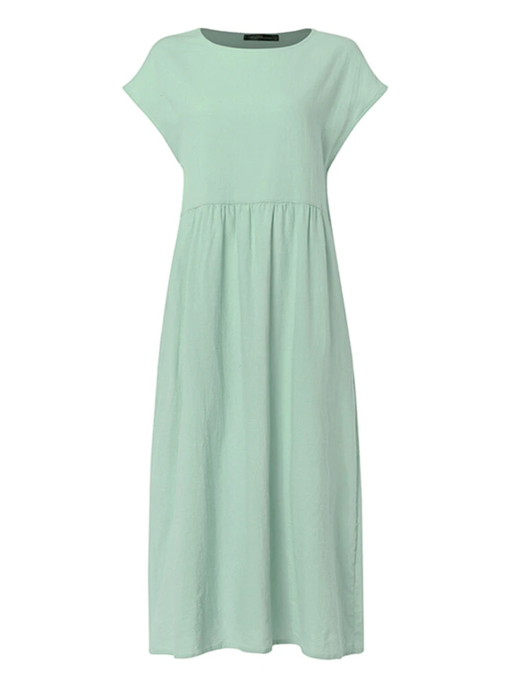 Solid Color Short Sleeve Plus Size Casual Dress 8 Solid Color Short Sleeve Plus Size Casual Dress - Image 8