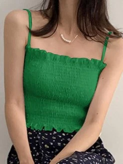 Shirred Adjustable Strap Solid Lettuce Edge Sexy Cami 19 Shirred Adjustable Strap Solid Lettuce Edge Sexy Cami -Zanzea Shop 30e1da50 9cb2 4e35 a249 5505da940f05