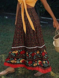 Bohemian Floral Printed Belt Elastic Waist Long Skirt 10 Bohemian Floral Printed Belt Elastic Waist Long Skirt -Zanzea Shop 31bc2068 02ad 4918 ab73 685602ff11b8