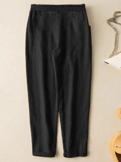 Solid Pocket Elastic Waist Casual Harem Pants For Women -Zanzea Shop 32e0872e 6b61 4e27 8a85 364d32cfbfbc