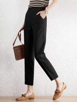 Women Solid Pocket Zip Button Front Tailored Pants 23 Women Solid Pocket Zip Button Front Tailored Pants -Zanzea Shop 33765367 8822 485a a91d 4396bf036166