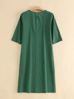 Solid Silt Hem Pocket Keyhole Back Half Sleeve Dress -Zanzea Shop 33a9566e a85a 4763 9c09 f0a4133c000b