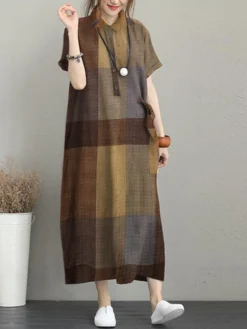 Check Print Pocket Button Front Short Sleeve Lapel Dress 18 Check Print Pocket Button Front Short Sleeve Lapel Dress -Zanzea Shop 33c1b3df b0d6 49ea b45b c305c9f2a5f5