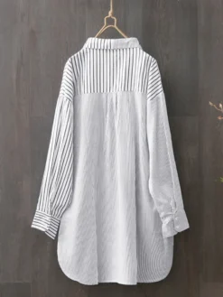 Two Tone Striped Asymmetrical Plus Size Shirt For Women -Zanzea Shop 33d6eaa6 0f40 4371 93a1 8ddeea36a353