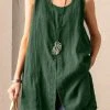 Solid Slit Hem Crew Neck Casual Tank Top