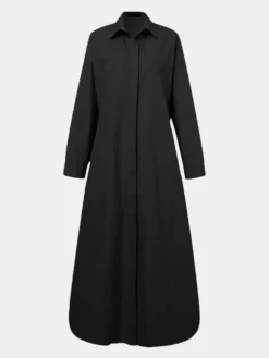 Solid Color Button Long Sleeve Casual Dress For Women -Zanzea Shop 341397dc 3efa 4c67 ae45 a01cbd529ebf