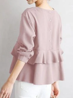 Ruffle Tiered Solid Long Sleeve Crew Neck Casual Blouse 22 Ruffle Tiered Solid Long Sleeve Crew Neck Casual Blouse -Zanzea Shop 343361ad ddbb 4db6 9e8e fe28fd3dbbc7