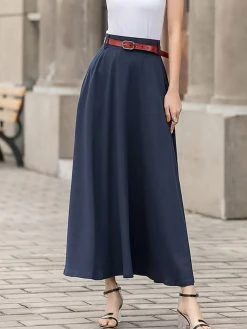 Solid Pocket Sash A-Line Casual Maxi Skirt 12 Solid Pocket Sash A-Line Casual Maxi Skirt -Zanzea Shop 34587208 909b 4ef1 89bd 1372d462591f