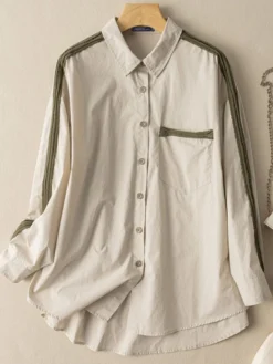 Contrast Pocket Button Front Lapel Long Sleeve Shirt -Zanzea Shop 347e5b1f fbb6 4834 a1ea 274596584f2b