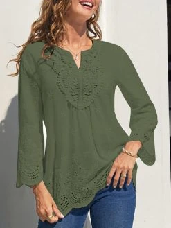 Embroidery Solid Notch Neck Blouse For Women -Zanzea Shop 34b1b641 a4d0 4e3a 9dc7 3f44e3ac1b9b