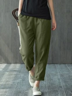 Solid Pocket Casual Cropped Tapered Pants For Women -Zanzea Shop 362f5361 c3f5 433a a41e 49a51f2abd2a