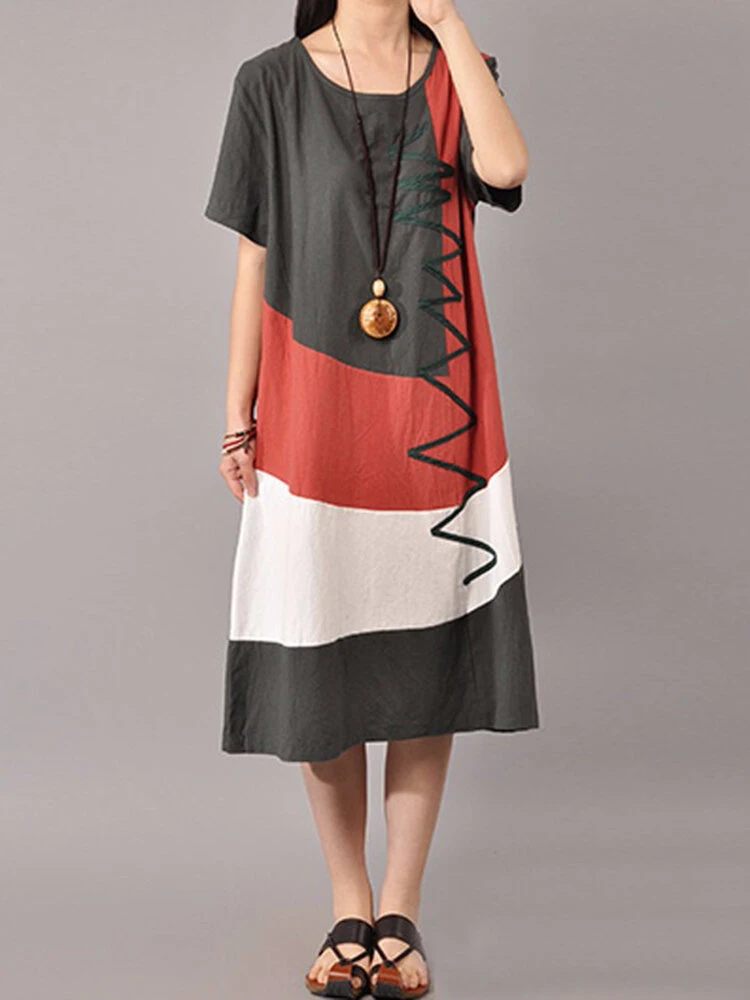 Vintage Print Patchwork Plus Size Dress 7 Vintage Print Patchwork Plus Size Dress - Image 7