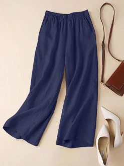 Solid Casual Pocket Wide Leg Pants For Women -Zanzea Shop 36af2ab1 ca66 478a 9e1d 97e191d33b8a