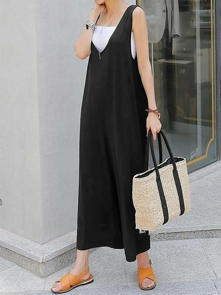 Solid Backless Sleeveless Casual Jumpsuit 3 Solid Backless Sleeveless Casual Jumpsuit - Image 3