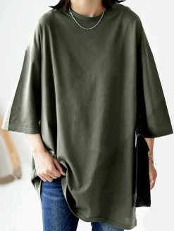 Solid Crew Neck Loose Casual 3/4 Sleeve T-shirt 14 Solid Crew Neck Loose Casual 3/4 Sleeve T-shirt -Zanzea Shop 36befc06 09d6 4224 9cc3 cf831f61d983