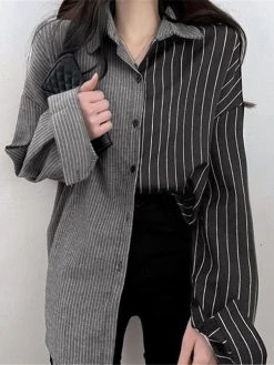 Contrast Stripe Long Sleeve Button Lapel Shirt -Zanzea Shop 37641107 051b 4e51 a9f4 a09dd75cc1f4