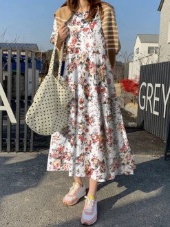 Cottagecore Flower Print Pocket Puff Sleeve Casual Maxi Dress -Zanzea Shop 37f8222f 9b3a 443c b2c3 ea309731d0a4