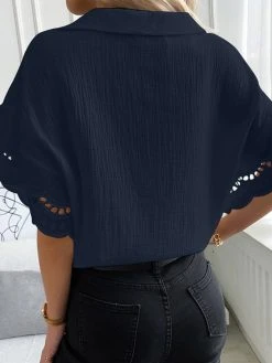 Solid Panel Half Sleeve V-neck Blouse For Women -Zanzea Shop 3823dd68 37c9 49d7 8b07 3de63fa9c599