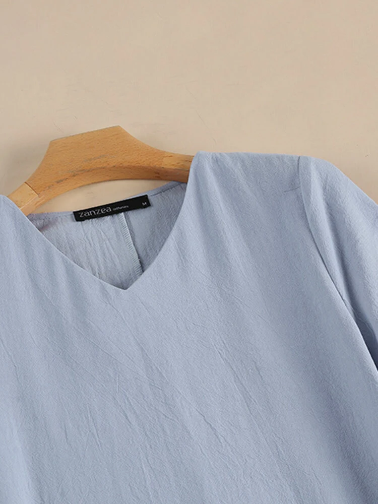 Women Floral Embroidered V-Neck Cotton Short Sleeve Dress 7 Women Floral Embroidered V-Neck Cotton Short Sleeve Dress - Image 7