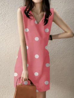 Dot Print V-neck Sleeveless Dress For Women -Zanzea Shop 386814de b618 44f7 832a cf29473598d2
