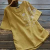 Embroidery Flowers Short Sleeve Plus Size T-shirt