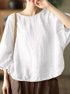 Solid Loose Dolman Sleeve Crew Neck Blouse -Zanzea Shop 38d5ea50 c858 4a59 b4d4 a3905e7fd782
