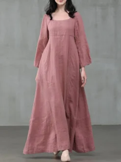 Solid Color A-Line Long Sleeve Maxi Cotton Loose Dress 12 Solid Color A-Line Long Sleeve Maxi Cotton Loose Dress -Zanzea Shop 39021171 1f8e 40d7 8f36 e3cce6c0877a