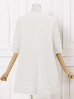 Women Lace Splice Notched Neck Cotton Longline Blouse 10 Women Lace Splice Notched Neck Cotton Longline Blouse -Zanzea Shop 3919ea96 6571 4691 99ac 15622c9f0439